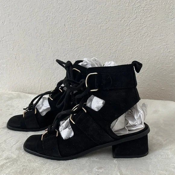 BIMBA Y LOLA strappy suede black sandals Sz 6 - Picture 4 of 10